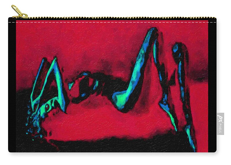 Digital Zip Pouch featuring the digital art Lady on Red by David Hansen