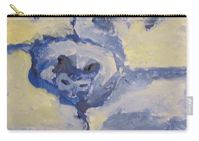 Blue Zip Pouch featuring the painting Lady on the Coach by Shea Holliman
