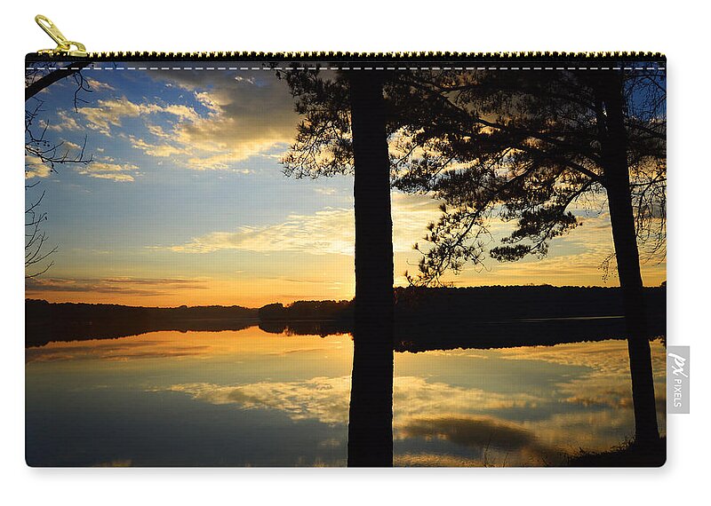 Lake Carry-all Pouch featuring the digital art Lake at Sunrise by Kathleen Illes