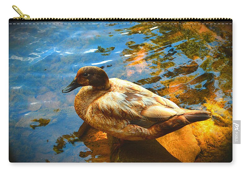 Lake Ducks Carry-all Pouch featuring the photograph Lake Duck Vignette by Stacie Siemsen