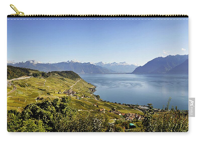 Vineyard Zip Pouch featuring the photograph Lake Geneva Vineyards by Rob Hemphill