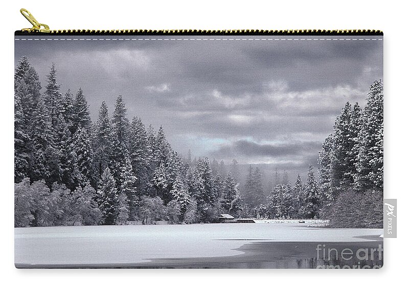 Lake Zip Pouch featuring the photograph Lake In Winter by Ron Sanford