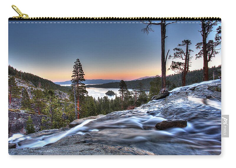 Lake Tahoe Zip Pouch featuring the photograph Lake Tahoe Sunset at Eagle Falls by Shawn Everhart