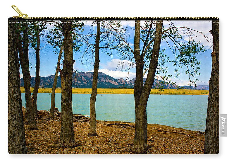 Lake Scene Zip Pouch featuring the photograph Lake Through The Trees by Juli Ellen