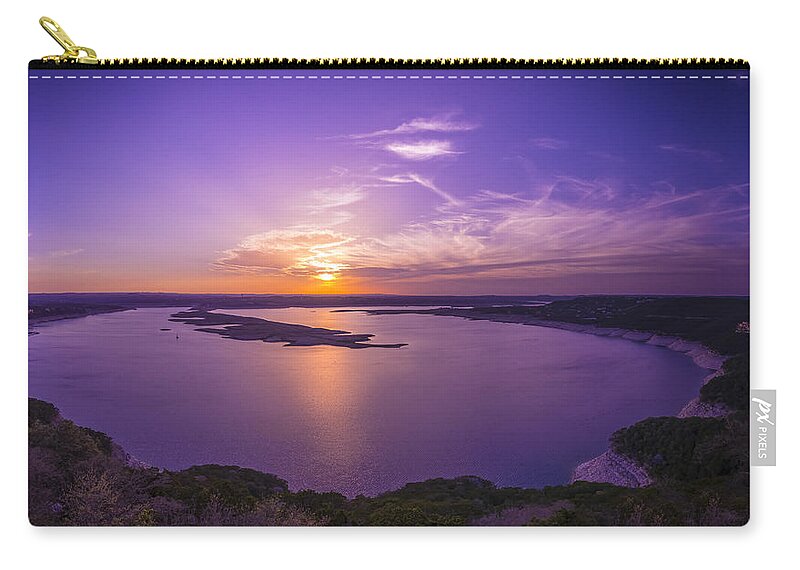 Lake Travis Sunset Zip Pouch featuring the photograph Lake Travis Sunset by David Morefield