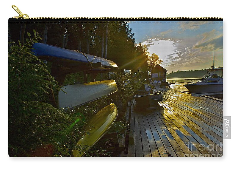 Canoes Zip Pouch featuring the photograph Lakeside by Alice Mainville