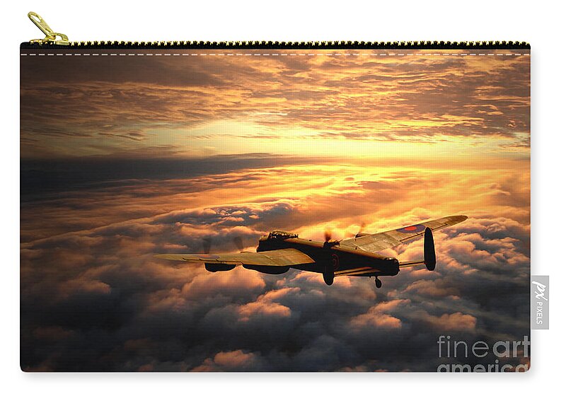 Lancaster Bomber Zip Pouch featuring the digital art Lancaster Solitude by Airpower Art