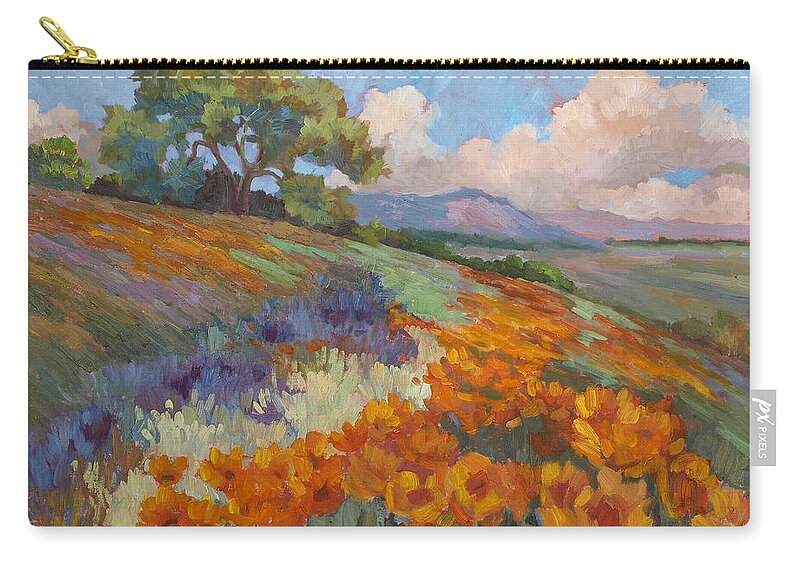 California Poppies Zip Pouch featuring the painting Land of Sunshine by Diane McClary