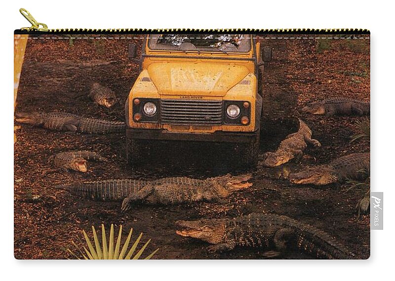 Landrover Carry-all Pouch featuring the photograph Land Rover Defender 90 Ad by Georgia Fowler