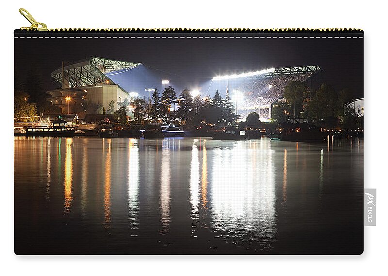 Husky Stadium Zip Pouch featuring the photograph Last Game at the Old Husky Stadium by Max Waugh