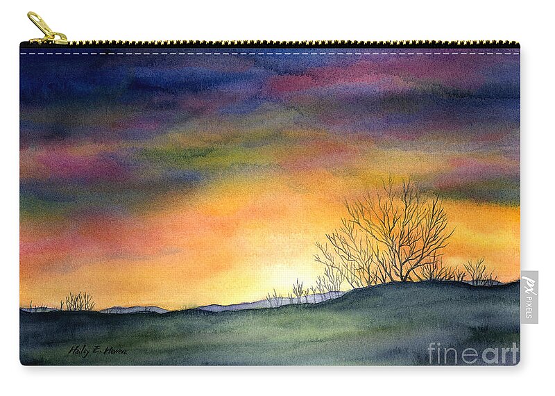 Sunset Zip Pouch featuring the painting Last Night by Hailey E Herrera