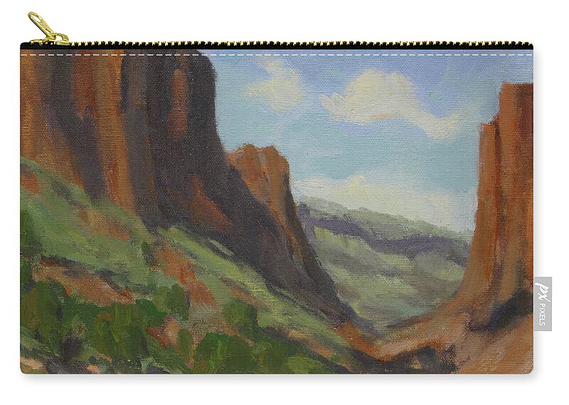 Santa Fe Zip Pouch featuring the painting Hiking Diablo Canyon by Maria Hunt