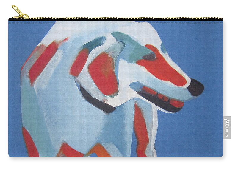 Laughing Dog Zip Pouch featuring the painting Laughing Dog by Kazumi Whitemoon