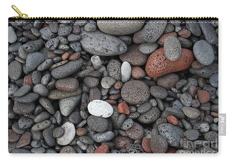 Lava Zip Pouch featuring the photograph Lava Beach Rocks by Jani Freimann