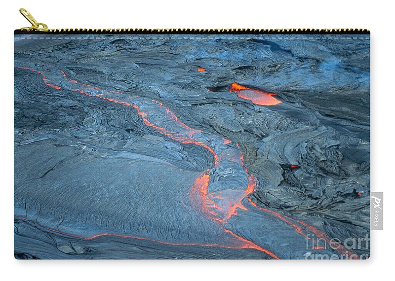 Science Zip Pouch featuring the photograph Lava Flow, Kilauea Volcano by Gregory G. Dimijian, M.D.