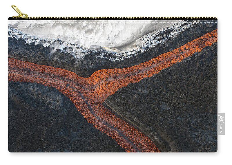 Feb0514 Zip Pouch featuring the photograph Lava Flow Tolbachik Volcano Kamchatka by Sergey Gorshkov