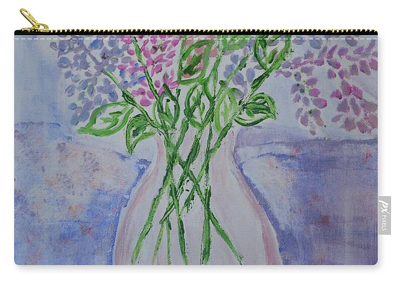 Acrylic Painting Zip Pouch featuring the painting Lavendar flowers by Sonali Gangane