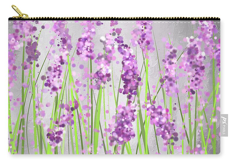 Lavender Zip Pouch featuring the painting Lavender Blossoms - Lavender Field Painting by Lourry Legarde