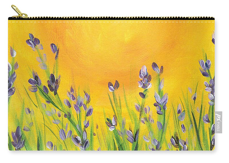 Lavender Zip Pouch featuring the painting Lavender in the Air by Val Miller