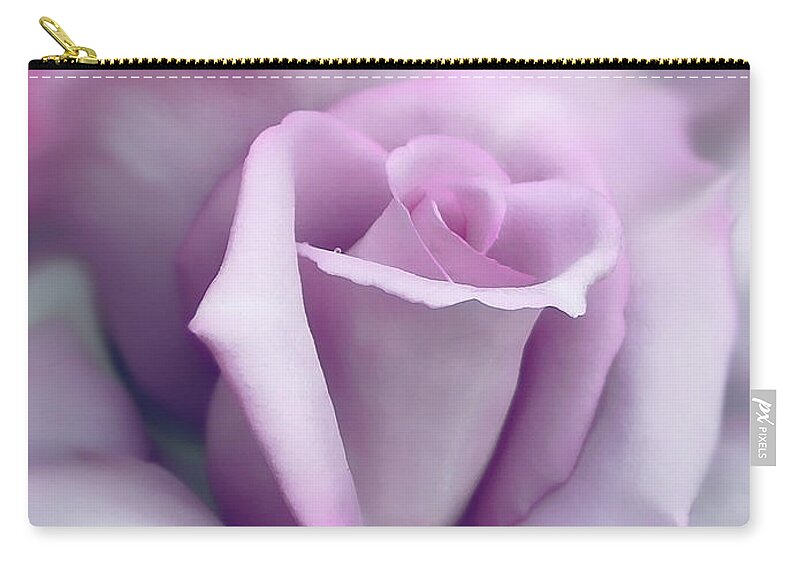 Rose Zip Pouch featuring the photograph Lavender Rose Flower Portrait by Jennie Marie Schell