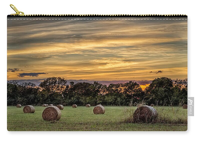 Hay Zip Pouch featuring the photograph Lazy Hay Bales by Tim Stanley