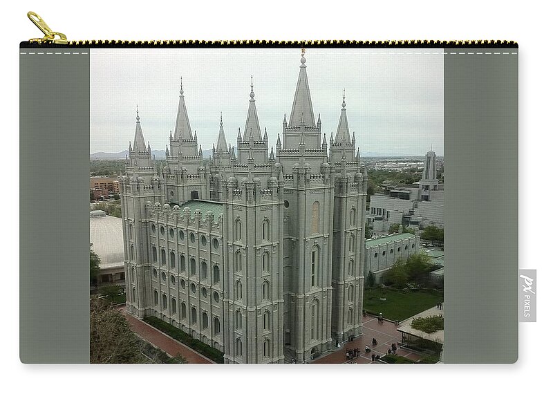 Lds Temple In Salt Lake City Zip Pouch featuring the photograph LDS Temple Salt Lake by Susan Garren