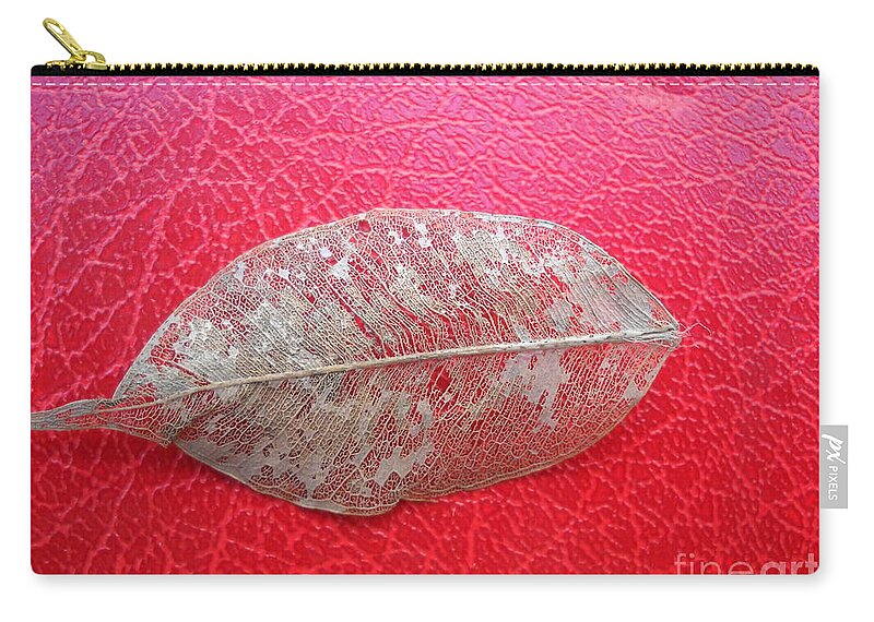 Leaf Last Stage Zip Pouch featuring the pyrography Leaf last Glory by Basant Soni