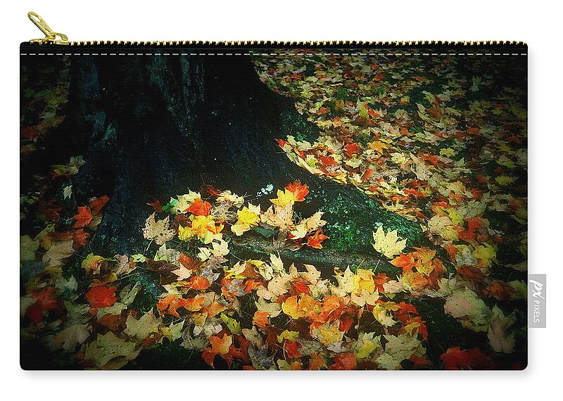 Fine Art Zip Pouch featuring the photograph Leaves at Base of tree by Rodney Lee Williams