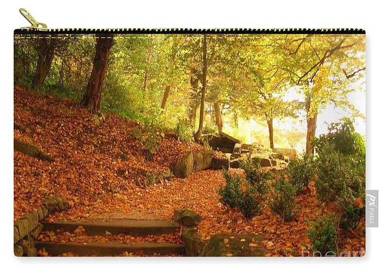 Park Zip Pouch featuring the photograph Leaves on the Steps at Avenham Park by Joan-Violet Stretch
