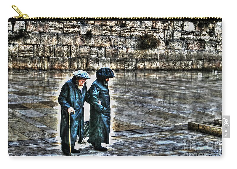 Judaism Zip Pouch featuring the photograph Leaving The Western Wall In Israel by Doc Braham