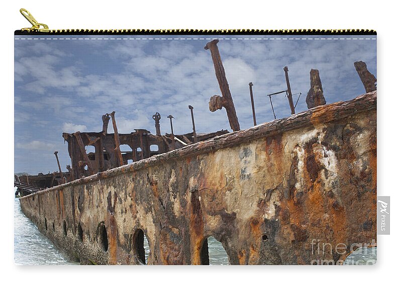 K'gari Zip Pouch featuring the photograph Left to Rust by Linda Lees