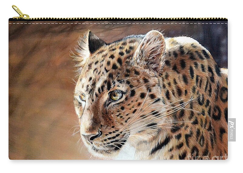 Leopard Zip Pouch featuring the painting The Haunting by Lachri