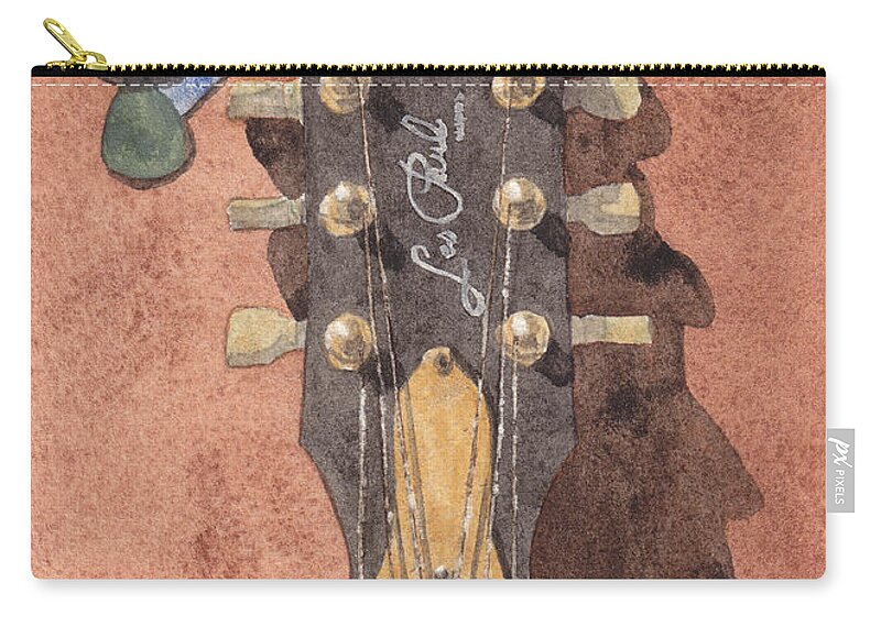 Gibson Zip Pouch featuring the painting Les Paul by Ken Powers