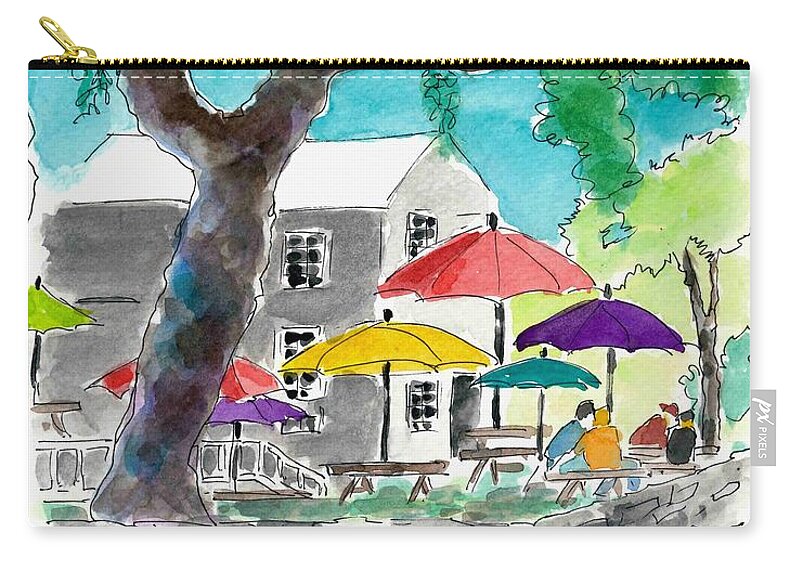 Outdoors Carry-all Pouch featuring the painting Let's Eat Outside by Adele Bower