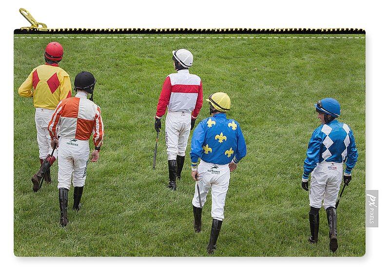 Jockey Zip Pouch featuring the photograph Let's kick up some dirt and grass by Robert L Jackson