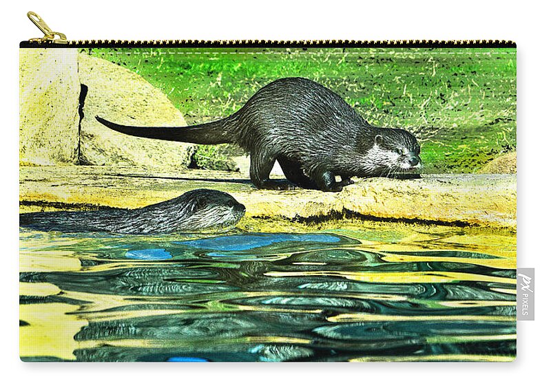 #tarongah Western Plains Zoo Zip Pouch featuring the photograph Lets Play And Swim by Miroslava Jurcik