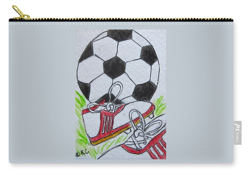 Soccer Zip Pouch featuring the painting Let's Play Soccer by Kathy Marrs Chandler