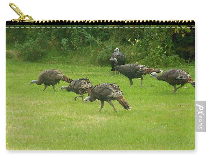 Wild Turkey Zip Pouch featuring the photograph Let's Turkey Around by Kimberly Woyak