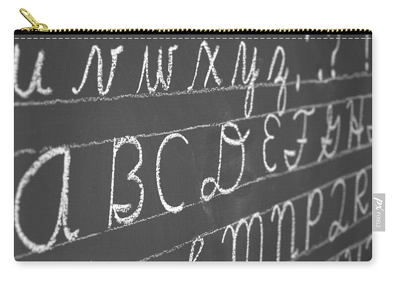 Blackboard Zip Pouch featuring the photograph Letters on a Chalkboard by Chevy Fleet