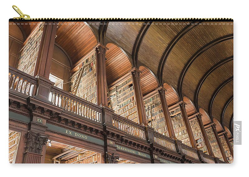 Arch Zip Pouch featuring the photograph Library At Trinity College by David Madison