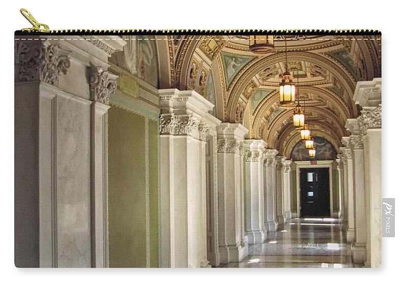 Washington Dc Carry-all Pouch featuring the photograph Library of Congress Hallway Washington DC by Mary Lee Dereske