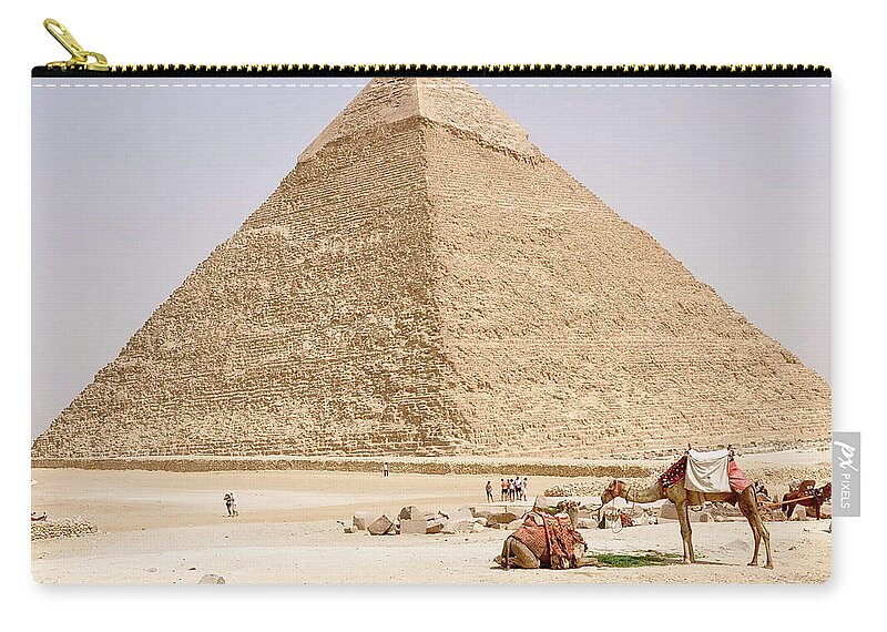 Working Animal Zip Pouch featuring the photograph Life Around The Great Pyramid by Louise Bleakly