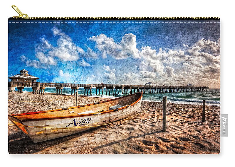 Boats Zip Pouch featuring the photograph Lifeguard Boat by Debra and Dave Vanderlaan