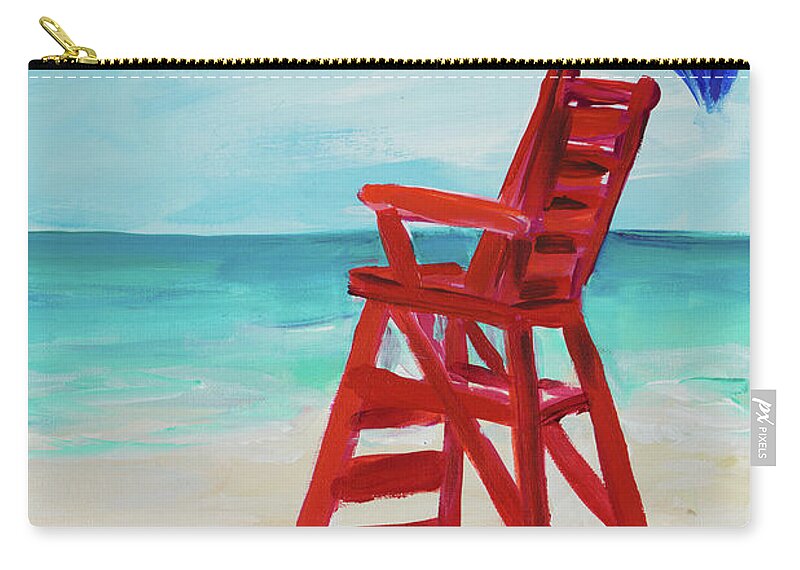 Lifeguard Carry-all Pouch featuring the painting Lifeguard Post I by Julie Derice