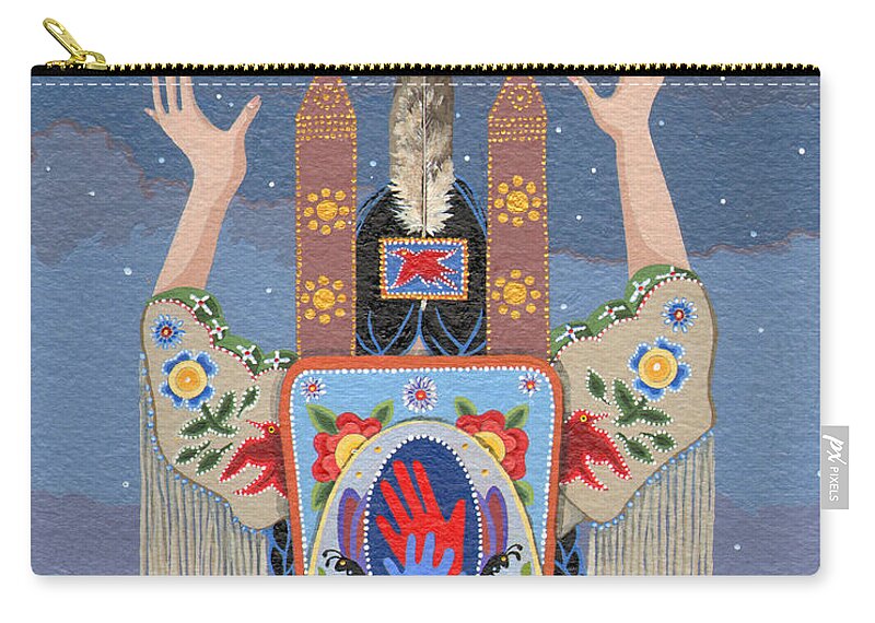 America Zip Pouch featuring the painting Lift Your Hands by Chholing Taha