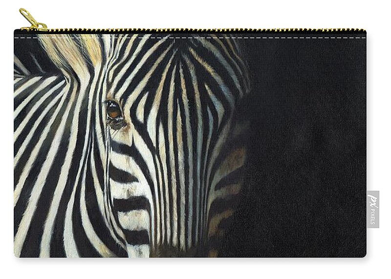 Zebra Zip Pouch featuring the painting Light and Shade by David Stribbling