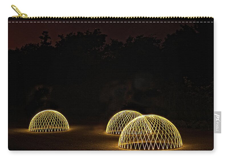 Light Painting Zip Pouch featuring the photograph Light Painted Domes by By Andrea Abbott Of Andreas Photography