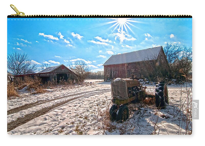 Barn. Corn Patch Zip Pouch featuring the photograph Light Still Shines But good Times Gone by Randall Branham