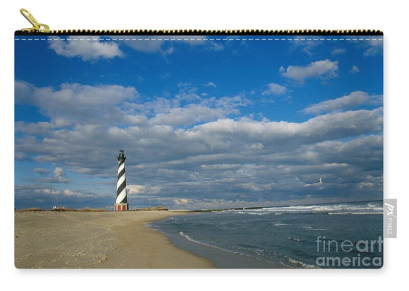 Lighthouse Zip Pouch featuring the photograph Lighthouse, Cape Hatteras, Nc by Bruce Roberts