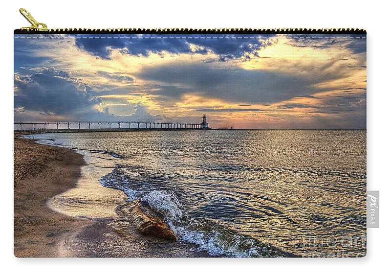 Hdr Zip Pouch featuring the photograph Lighthouse Drama by Scott Wood